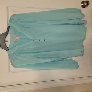 Lilly Pulitzer Light Blue / Silk Elsa Shirt Top Blouse Size m